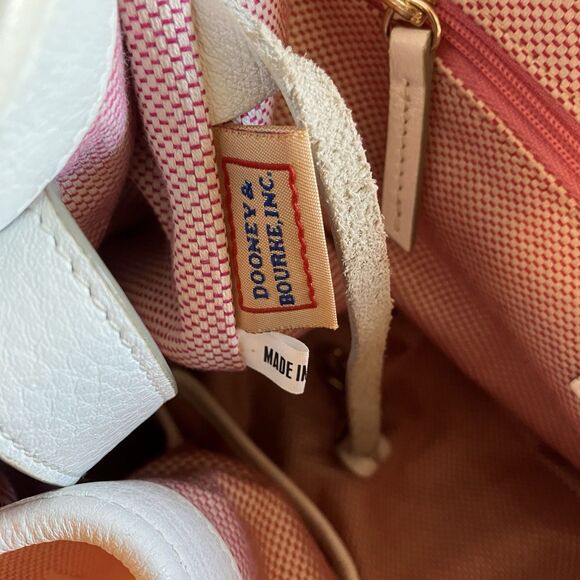 Dooney & Bourke Signature Large Logo Lock Canvas Hobo Shoulder Bag Pink White - Picture 11 of 16